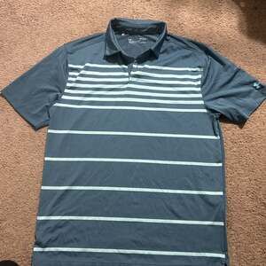 Under Armour HeatGear Loose Blue Striped Polo Shirt